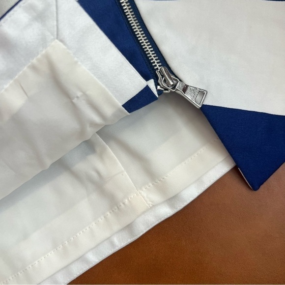 Express Women’s Blue White Striped Pencil Skirt Diagonal Zipper Detail Sz O NWT - Picture 10 of 13